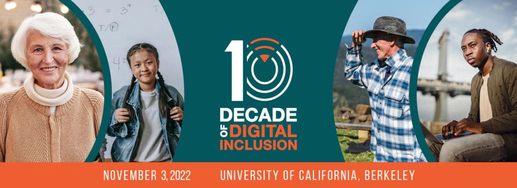A banner for The Decade of Digital Inclusion event with photos of different groups of people
