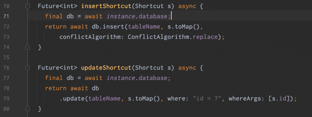 Performing database operations using SQLite.