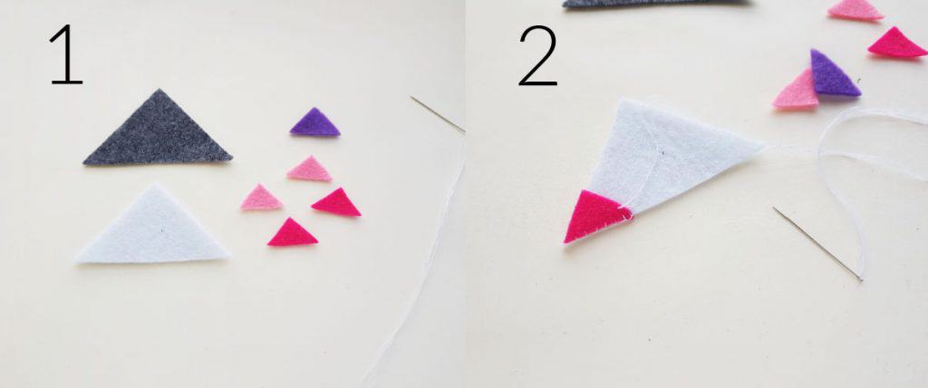 Step by step photos for felt bookmark.