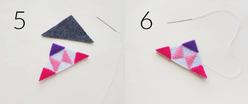 Final steps for making a corner bookmark.
