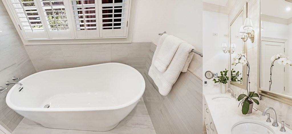 Chicago interiors, bath top from the top angle, double vanity top side angle