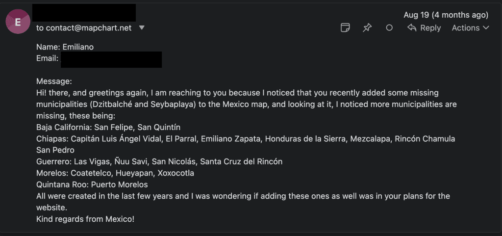 Screenshot from a user bug report