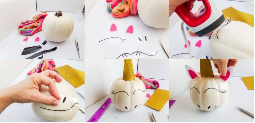 unicorn pumpkin instruction collage