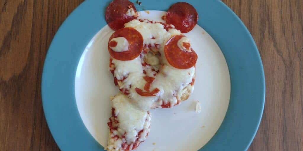 Picture of a P is for panda craft made out of a pepperoni bagel pizza
