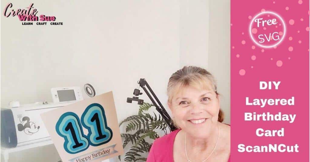 Main picture for the tutorial on creating an 11 year old age birthday card with layers