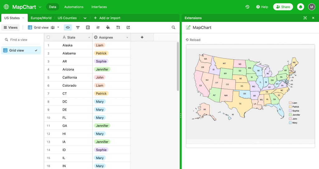 Create a US States from your Airtable records