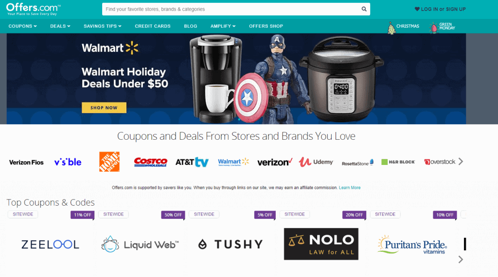 Offers アメリカ店舗の割引クーポンサイト　キャッシュバック