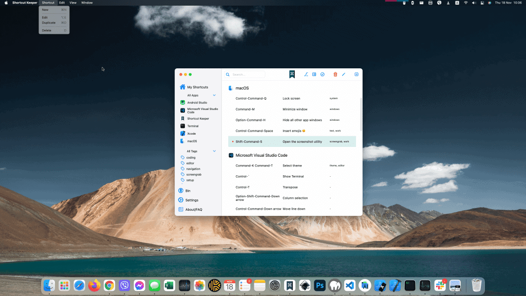 Screenshot of a macOS desktop with the app open.