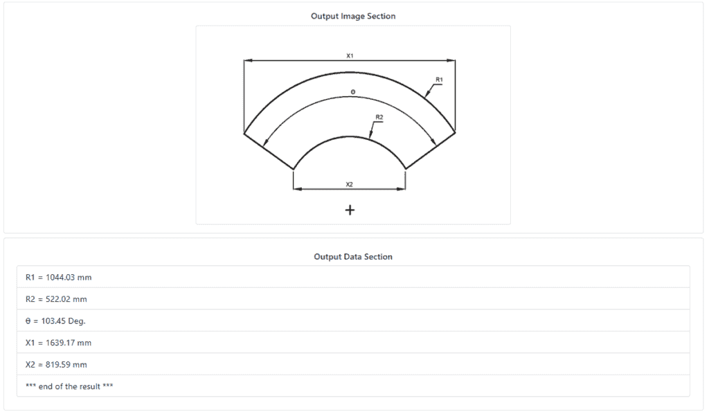 Generated truncated cone flat pattern.