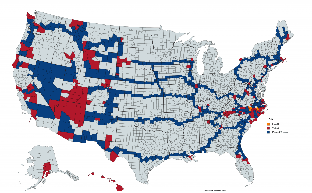 USA Counties travel map.