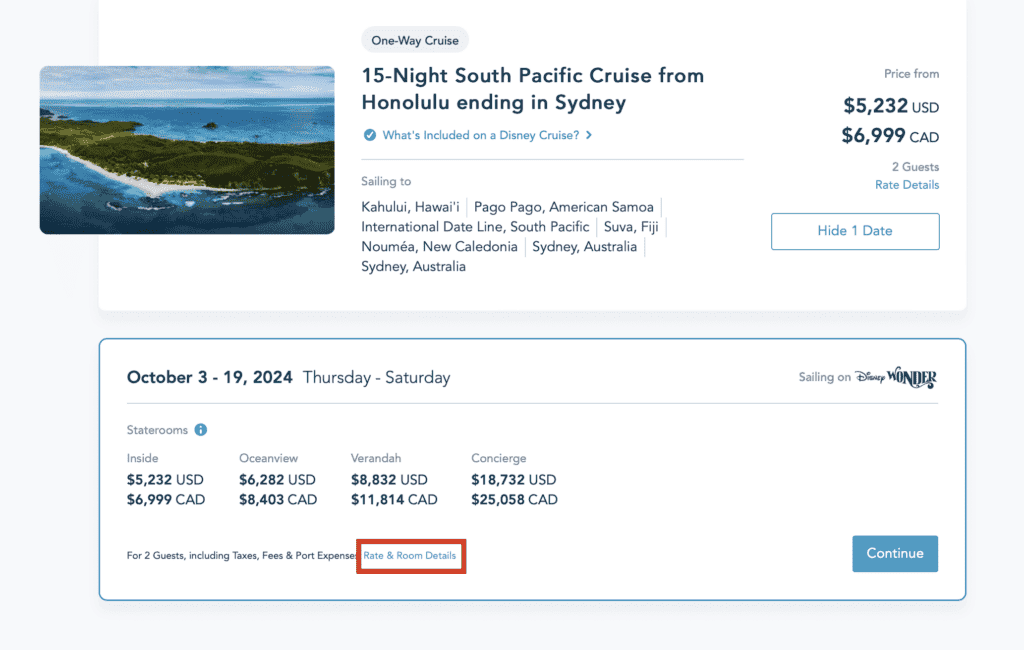 Disney Cruise Line Flexible Planning Calculator