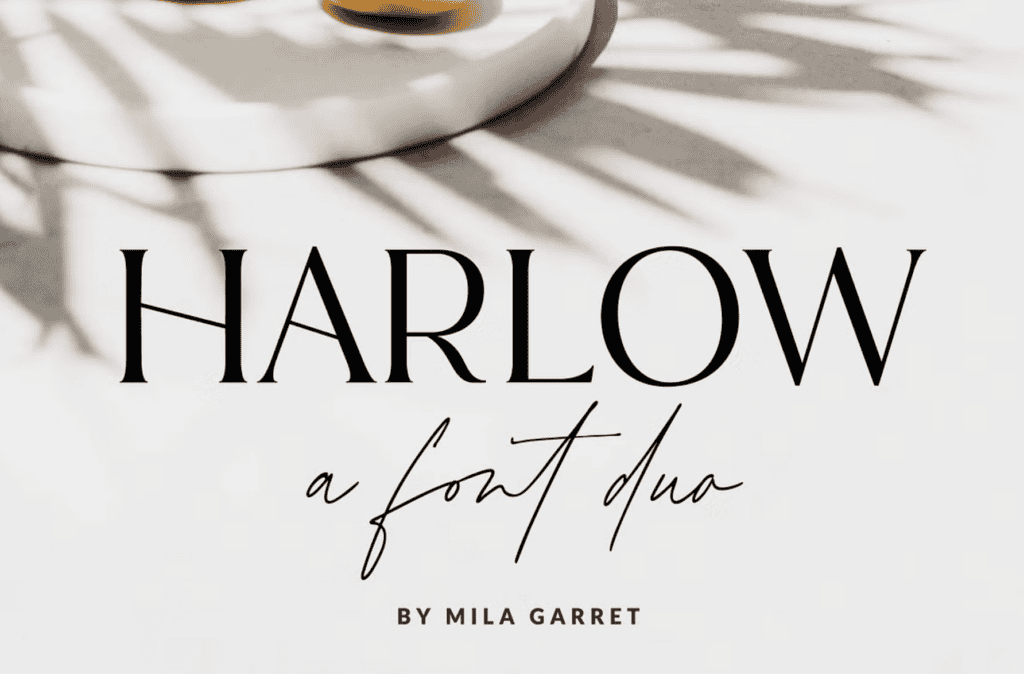 Harlow Luxury Font Duo by Mila Garret, serif and script font duo