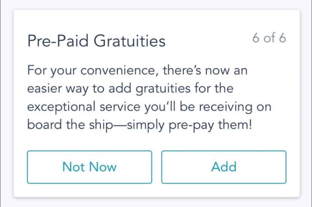 Disney Cruise Line Pre-Paid Gratuities