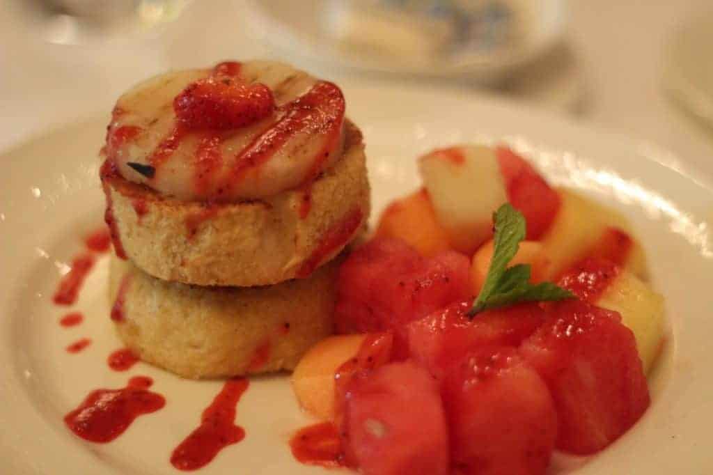 French Toast and Pineapple Stack Breakfast at Lumieres on the Disney Magic Westbound Transatlantic cruise