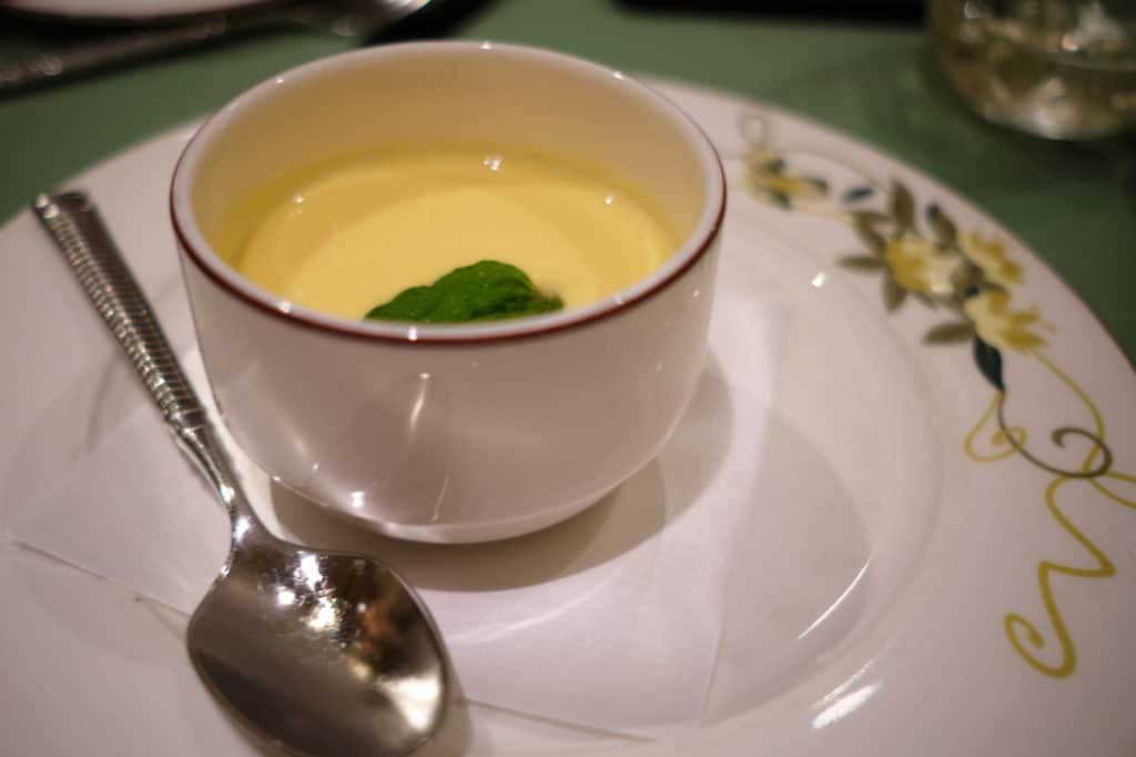 Chilled Mango and Papaya Soup at Tiana's Place the Disney Wonder