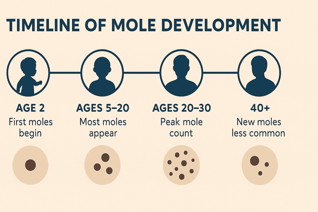 Timeline of mole development infographic