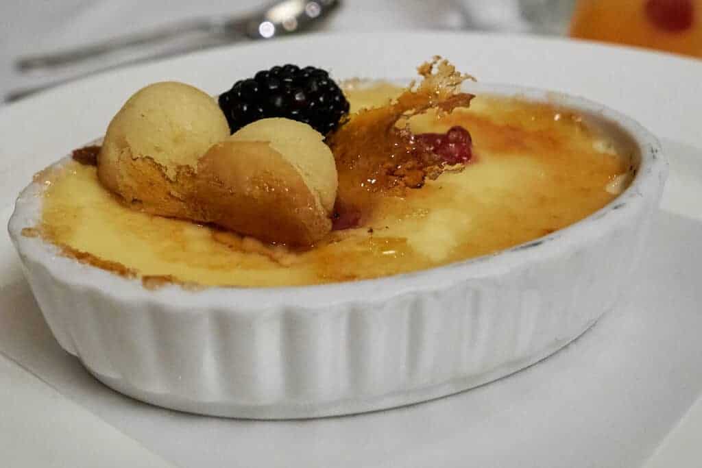 Disney Cruise Captains Gala Menu Raspberry Vanilla Crème Brûlée