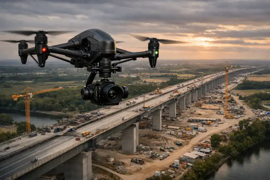 Drone cinematográfico profesional DJI Inspire 3 en vuelo capturando vídeo aéreo de alta calidad 6K