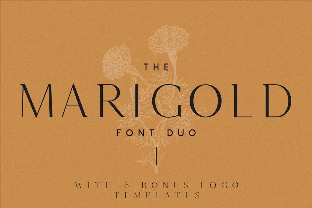 Marigold font duo with 6 bonus logo templates