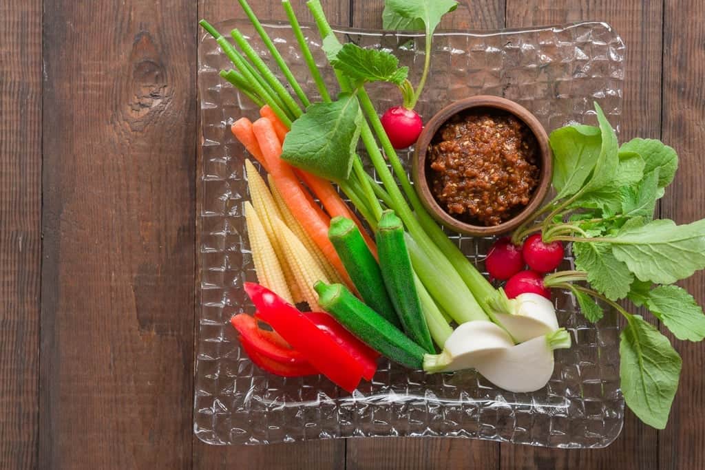 Vegetables with Niku Miso Niku miso is the perfect dip for spring vegetables.