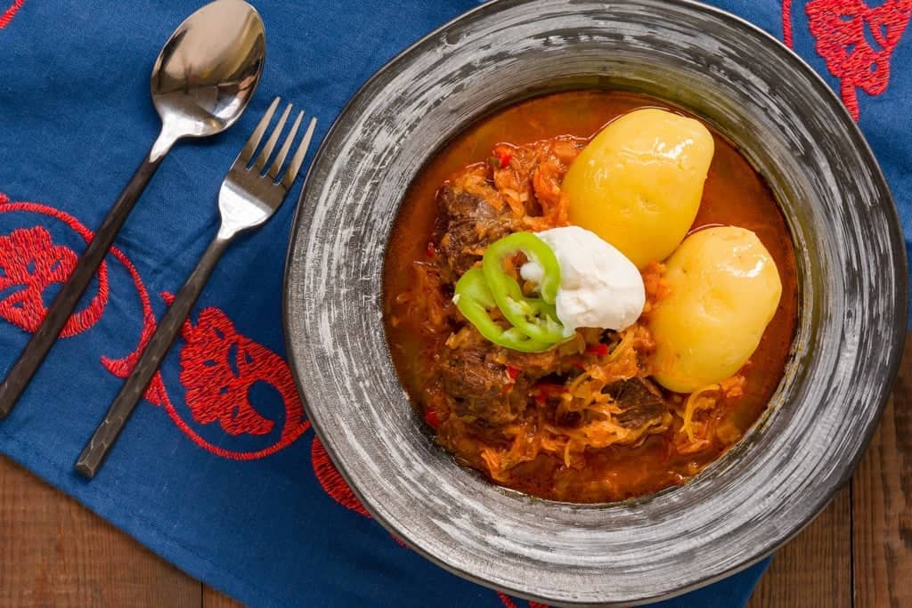 Sauerkraut Goulash Recipe (Csángó gulyás) Csango Goulash is a sauerkraut and beef goulash that's as easy as it is delicious.