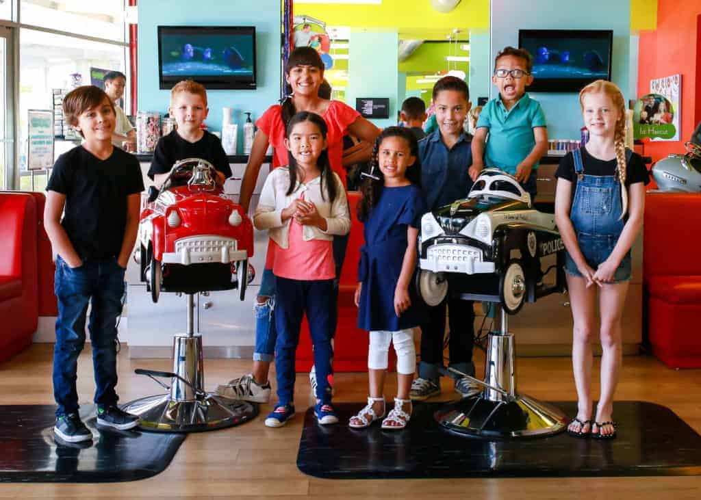 another group shot of happy kids at pigtails & crewcuts