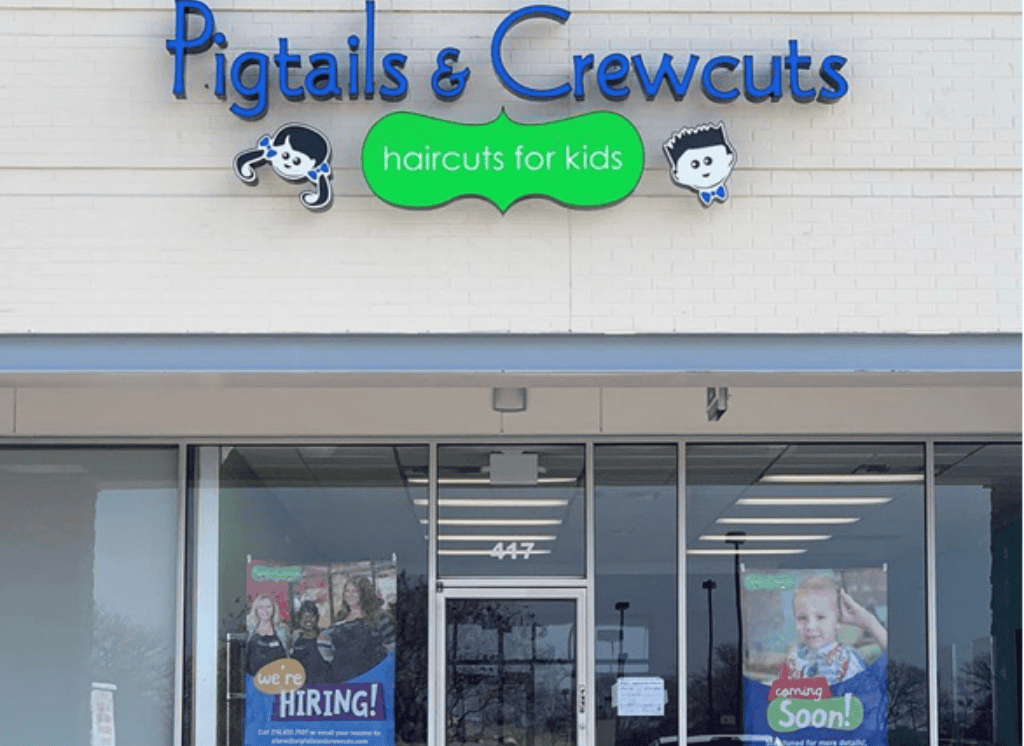 Exterior of Pigtails & Crewcuts franchise 