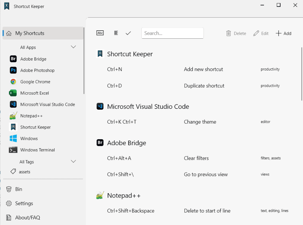 The current user interface (main screen) of the app on Windows.