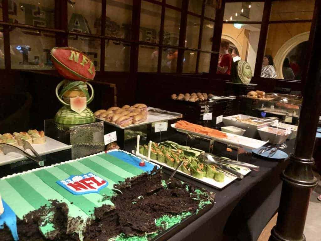 Superbowl Buffet set up in the French Quarter Disney Wonder Port of San Juan Wonder to New Orleans