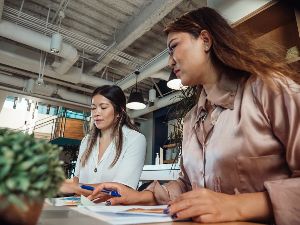 two women having a meeting in the office