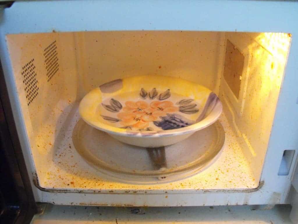 inside of dirty microwave