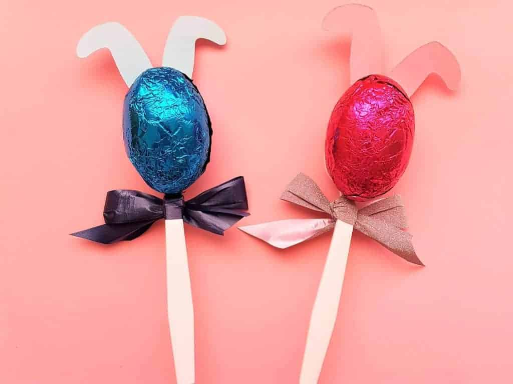 Adding the Easter eggs to the bunny spoons for the post Easy Easter idea