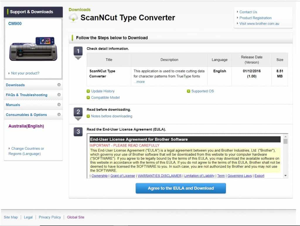 Brother Type Converter third page of download sequence