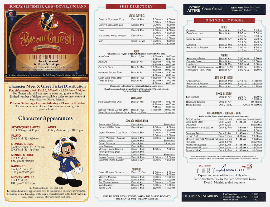 WBTA Disney Magic September 9, 2018 Navigator page two Transatlantic Cruise