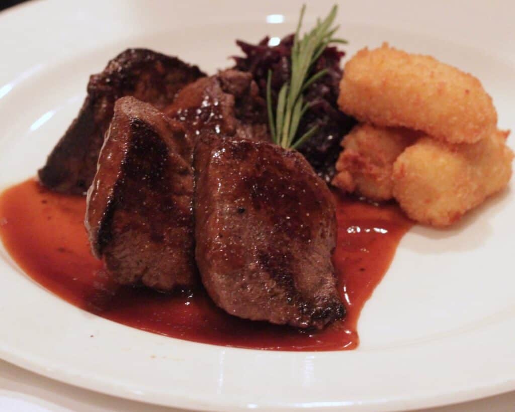 Disney Cruise Captains Gala Menu Pan-Seared Venison Medallions