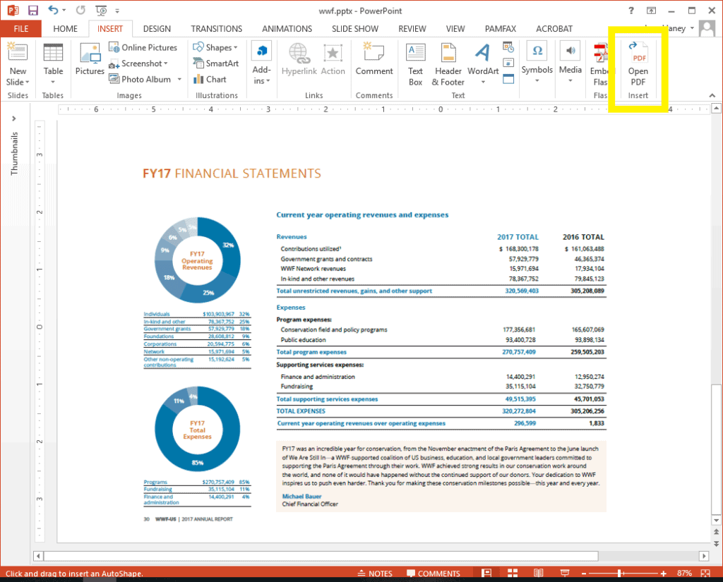 PDF in PowerPoint
