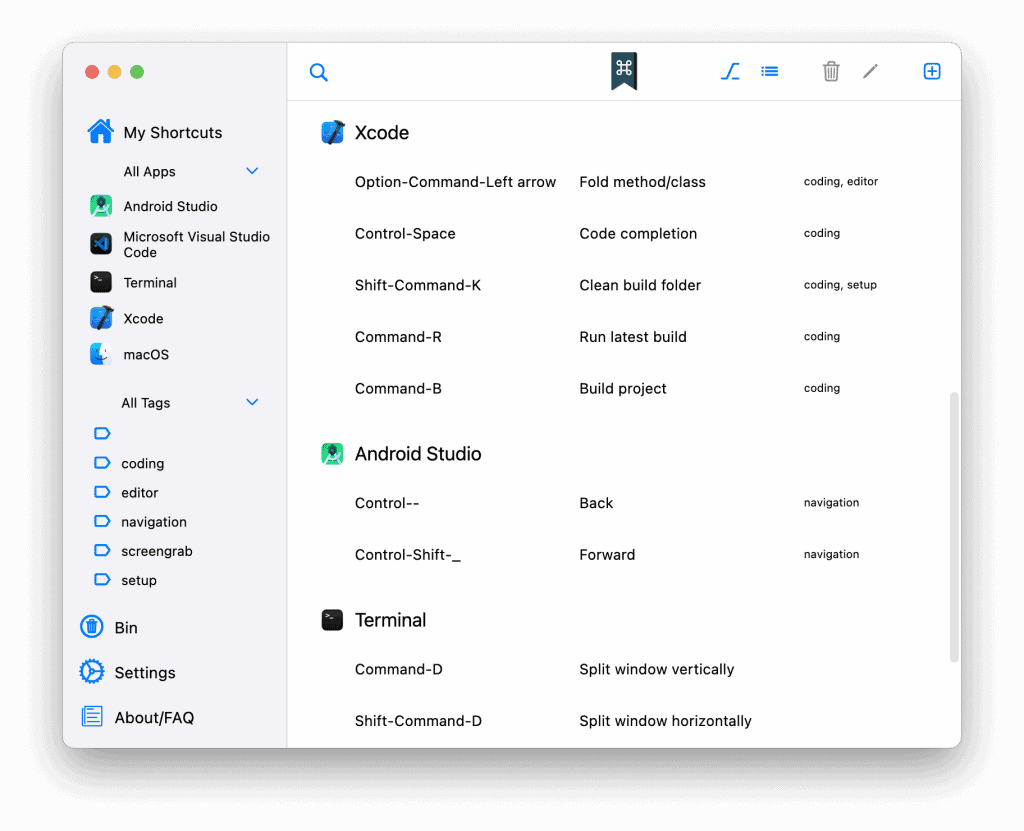 The Shortcut Keeper macOS version.