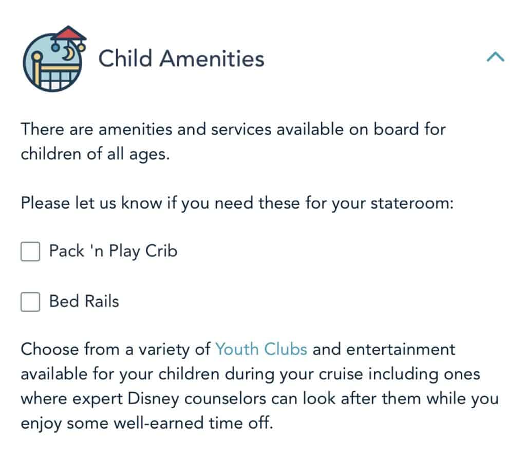 Disney Cruise Line Special Requests Child Amenities