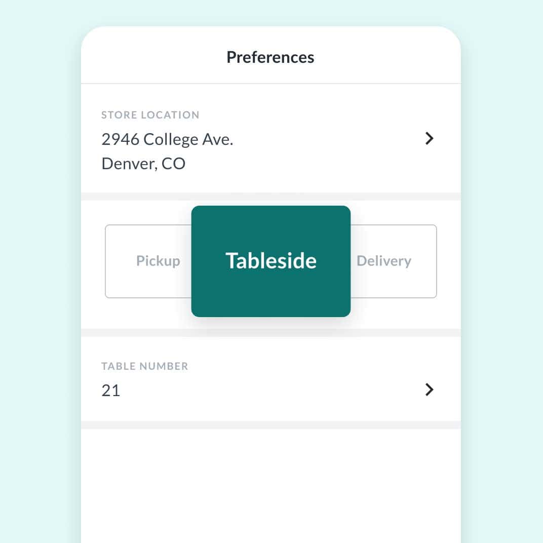 Thanx UI showing an example for Tableside UI