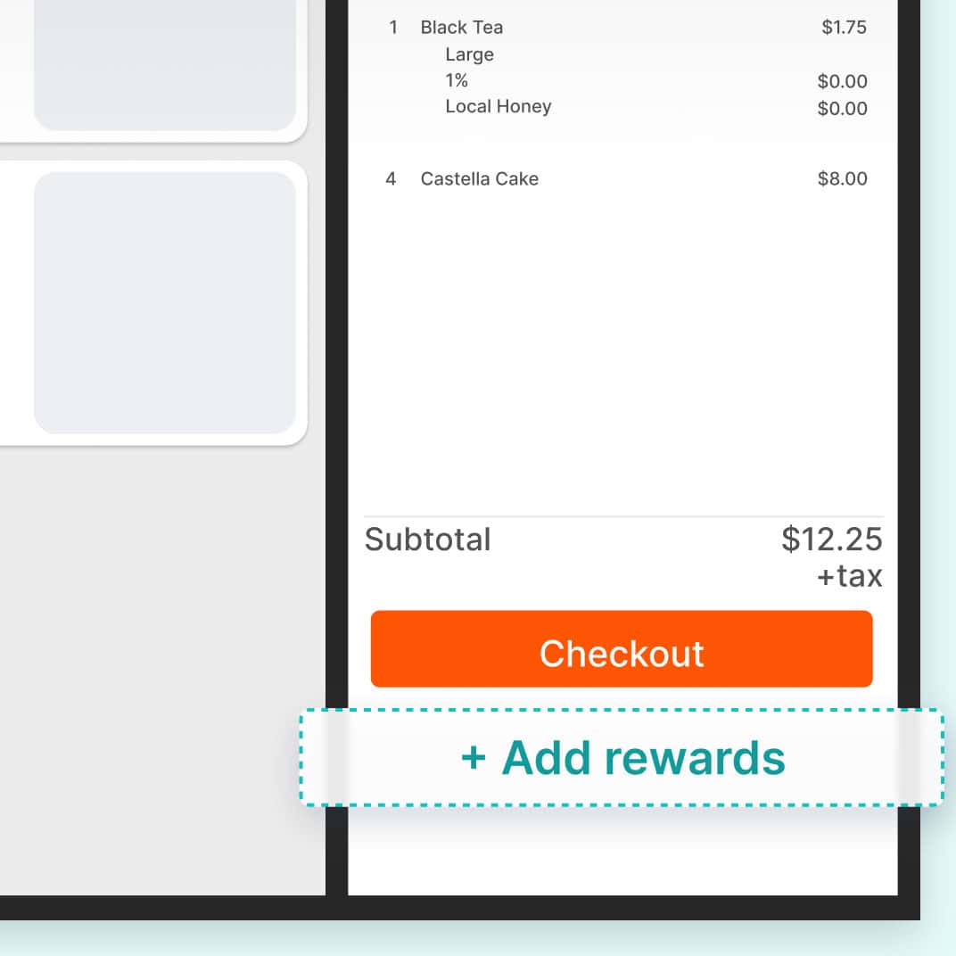 Example of adding a reward via a Kiosk interface
