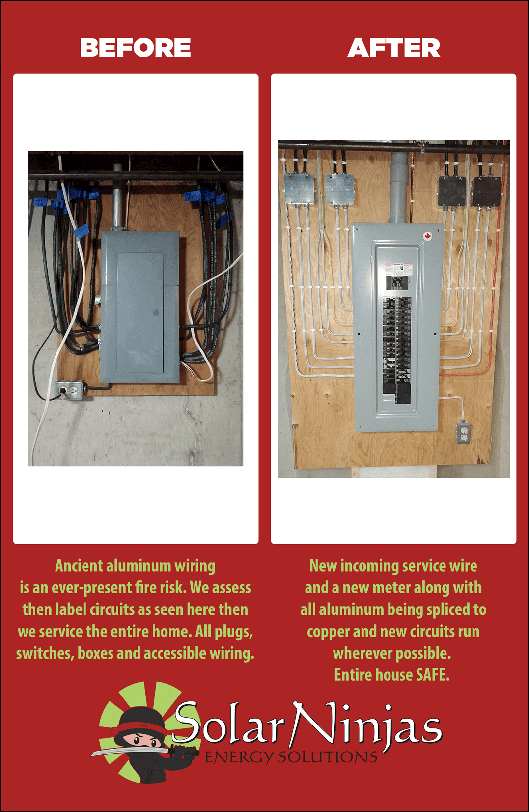 SolarNinjas Aluminum Wiring Before & After