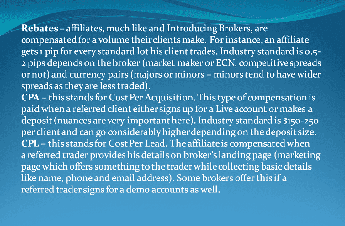 commission type rebate and revenue share in forex affiliate