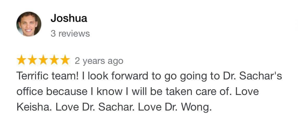 Best Dentist NYC picture of 5 star review of Sachar Dental NYC