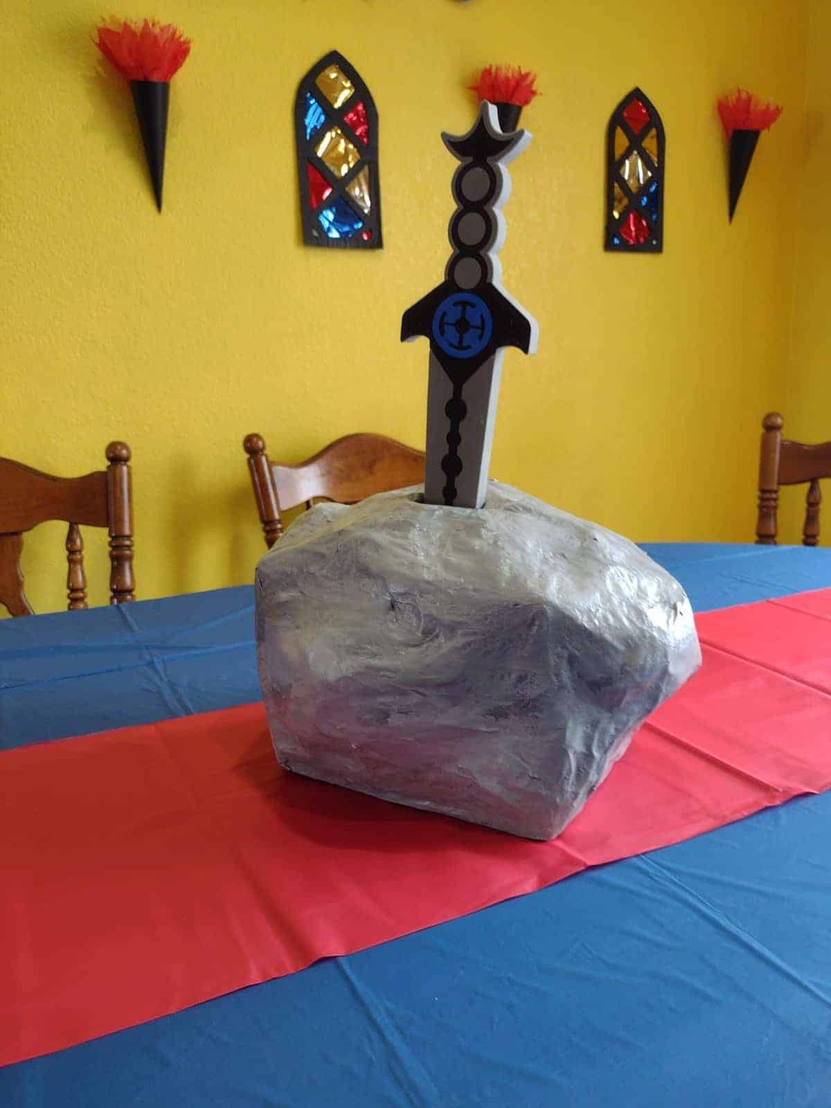 Sword in the Stone Paper Mache Party Decoration