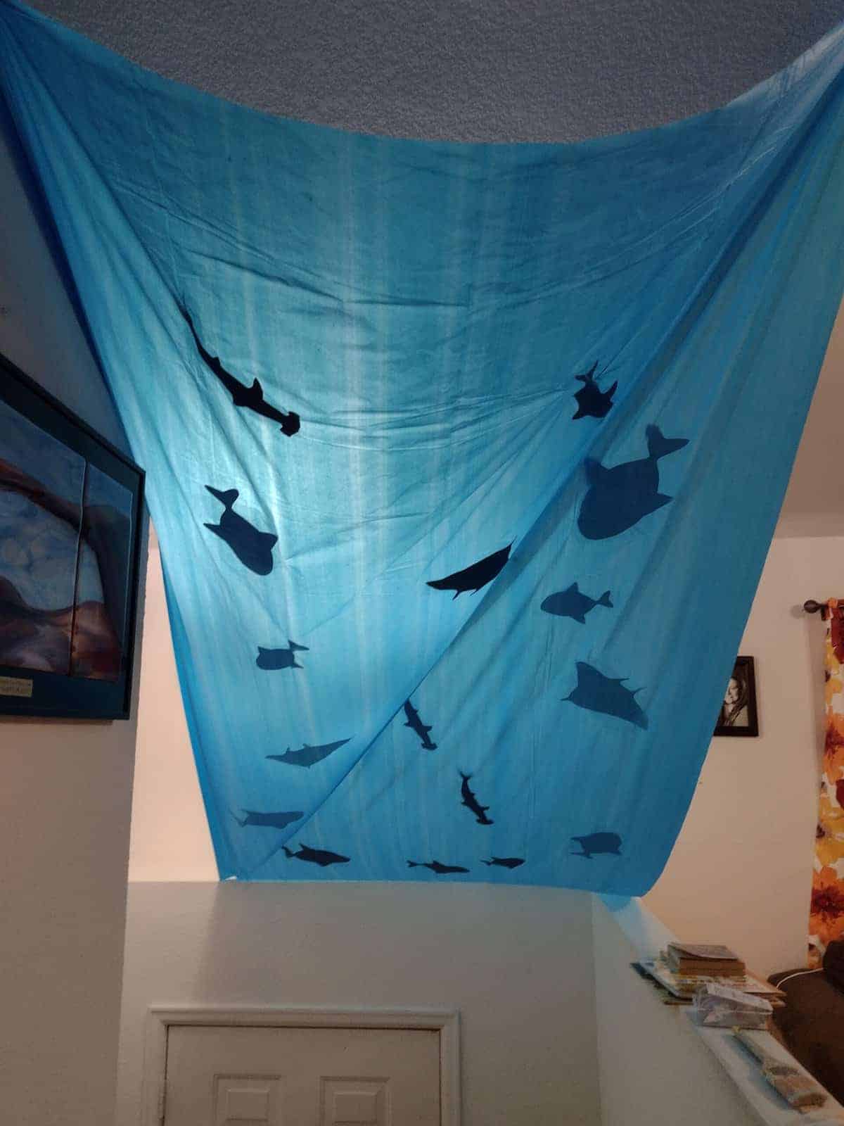 Easy DIY Overhead Fish Silhouette Party Decoration