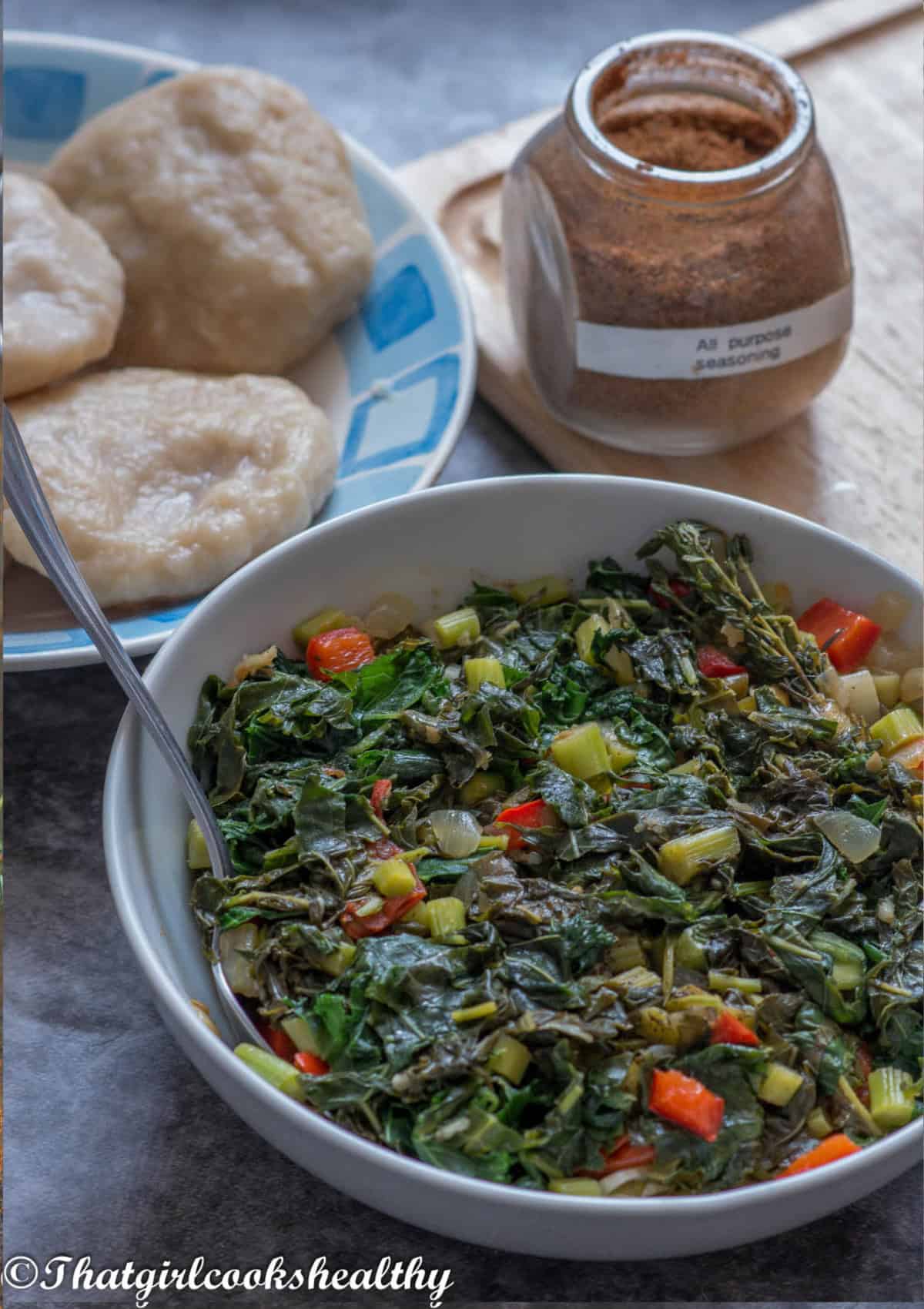 half a bowl of callaloo