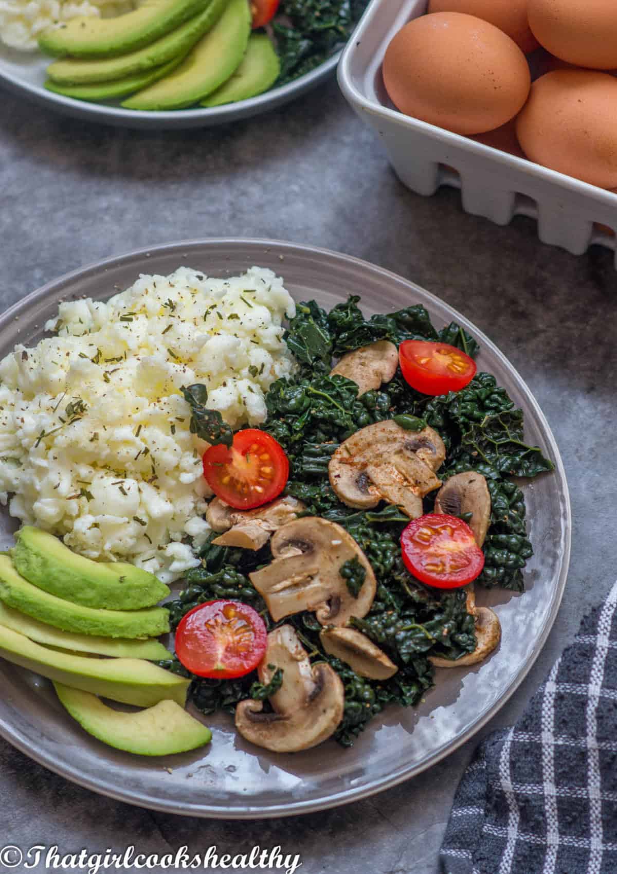 close op of the egg whites with vegetables