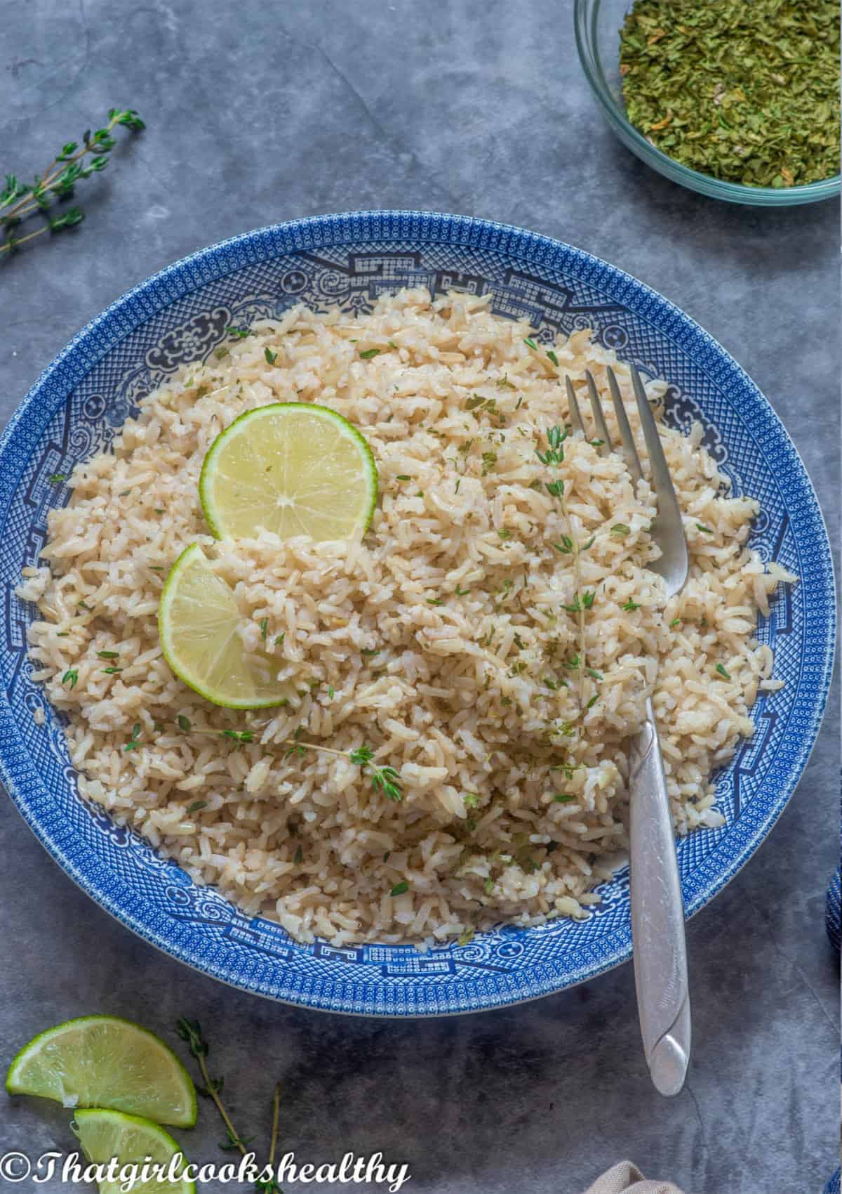Overhead shot of the coconut rice