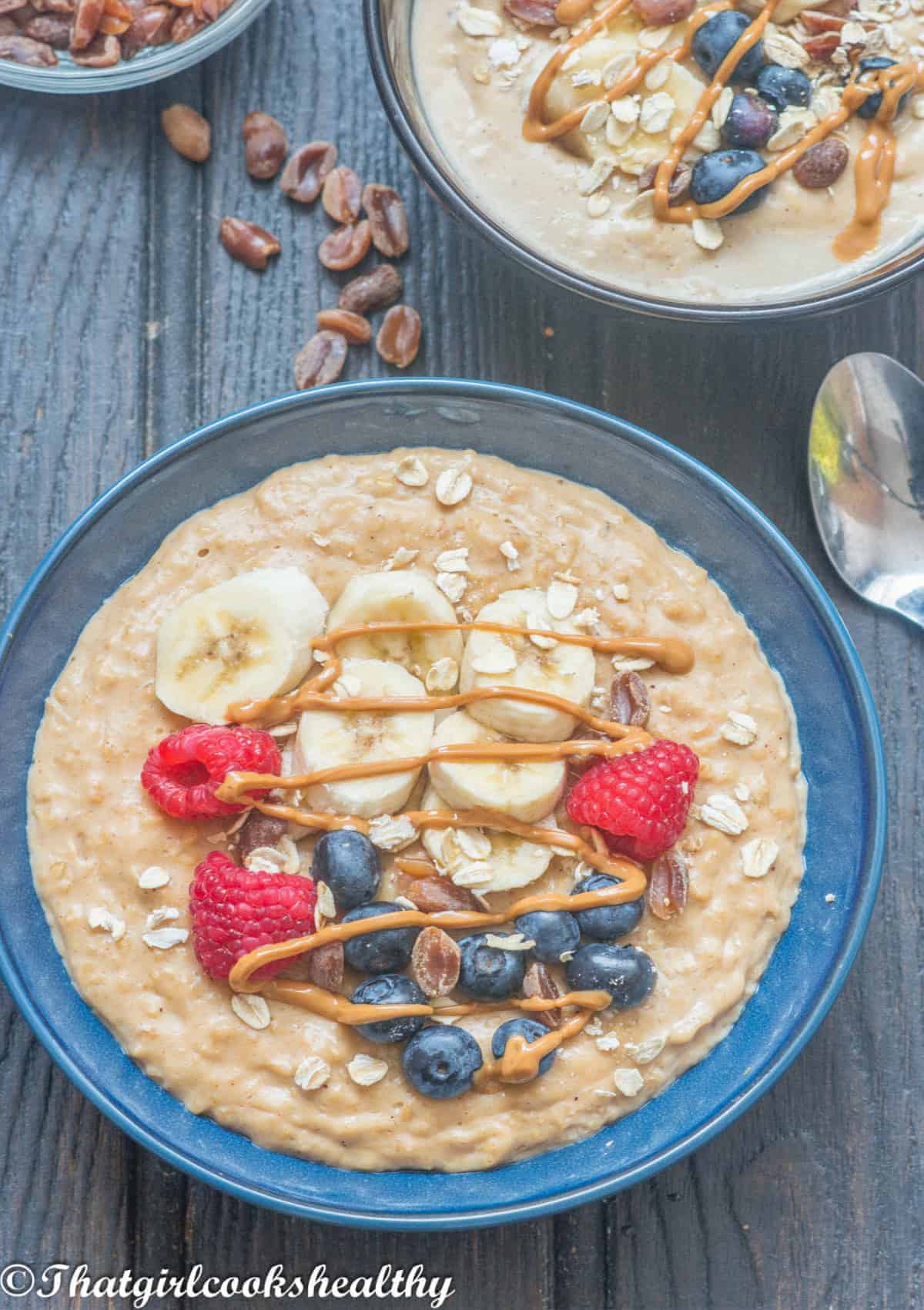 Close up of the peanut butter porridge