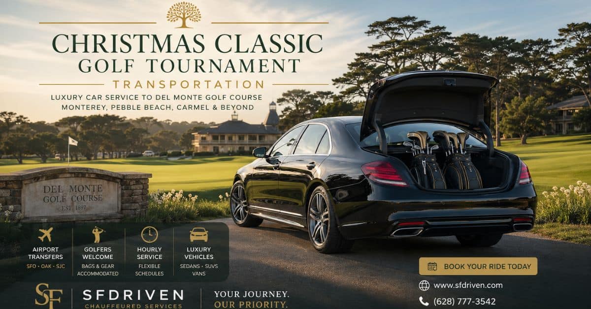 Christmas Classic golf tournament transportation to Del Monte Golf Course in Monterey